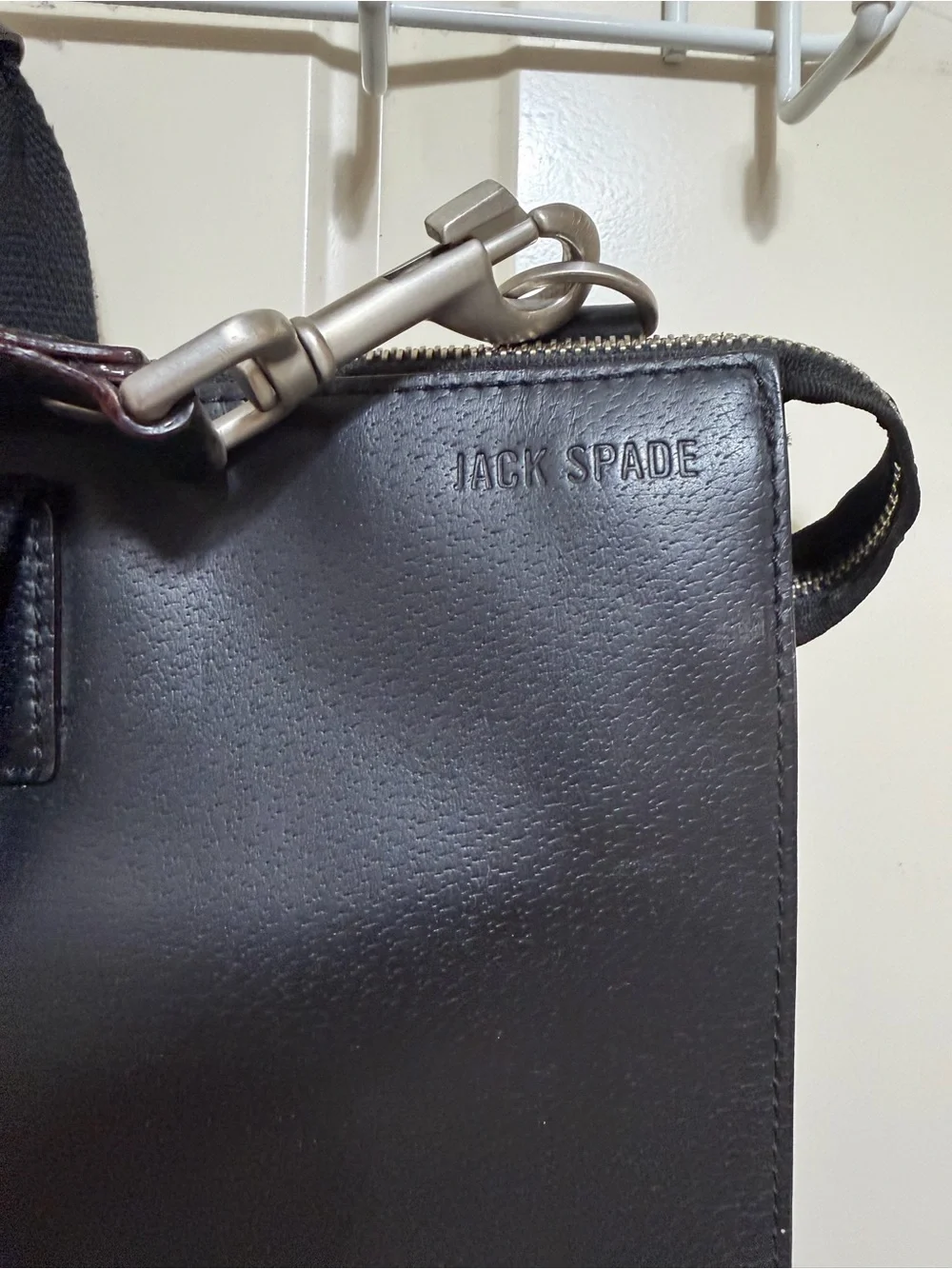 Jack Spade Black Leather Laptop Briefcase